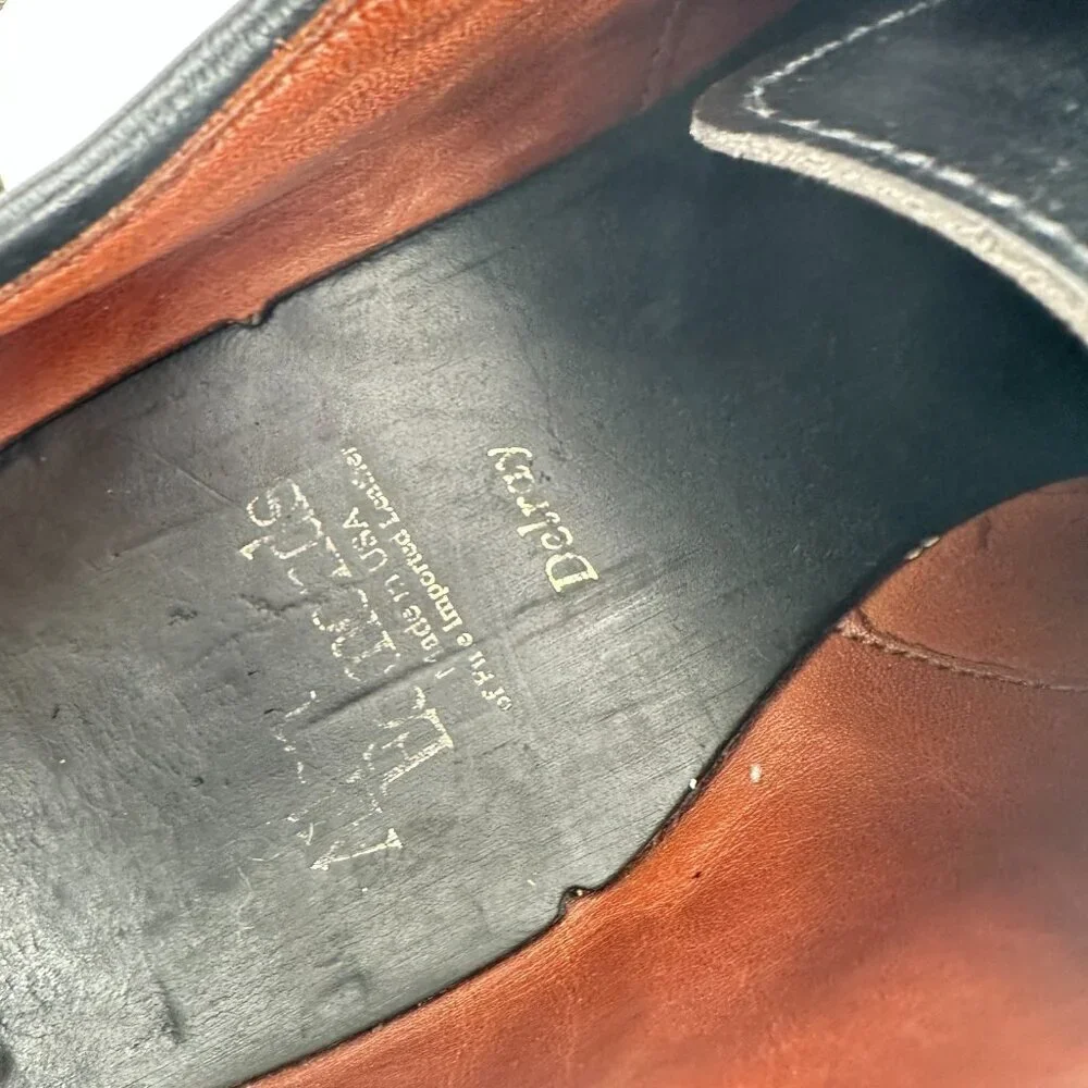 Allen Edmonds Delray Men Size 9.5D Black Leather Split Toe Derby Dress Shoes
